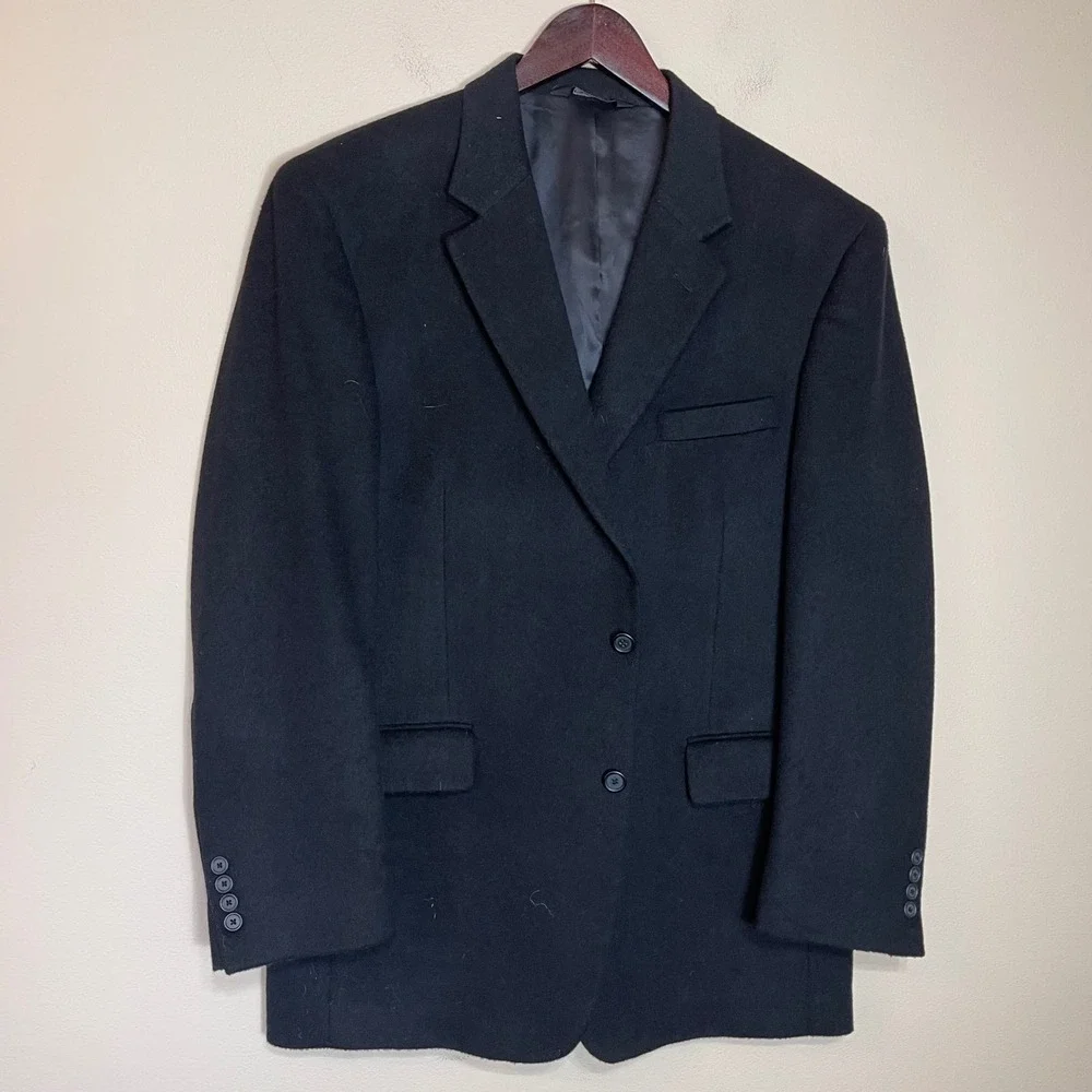 Jos A Bank Mens‎ 43R Black 100% Camel Hair Two Button Blazer Sport Coat 7649